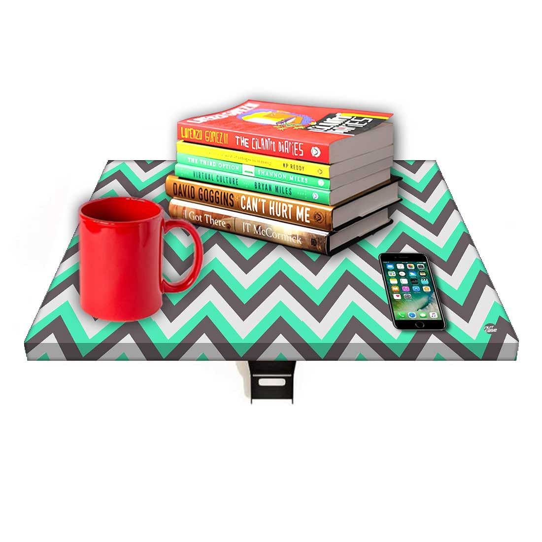 Bedside Table for Bedroom Small - Mint and Gray Chevron - Image 7