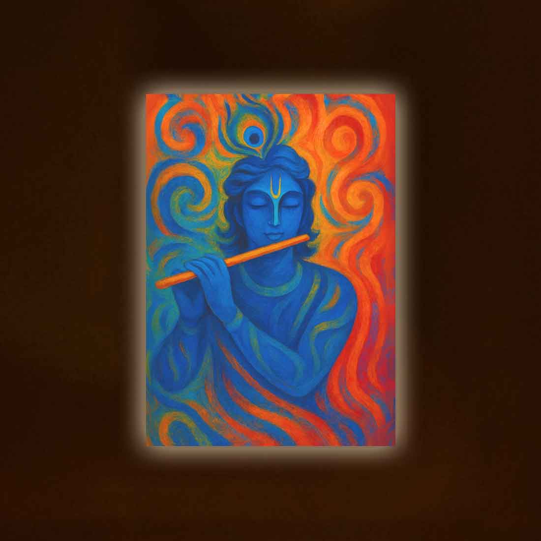 Lord Krishna Frame with LED Light HD Print – Great for Pooja Room or Gift - Image 2