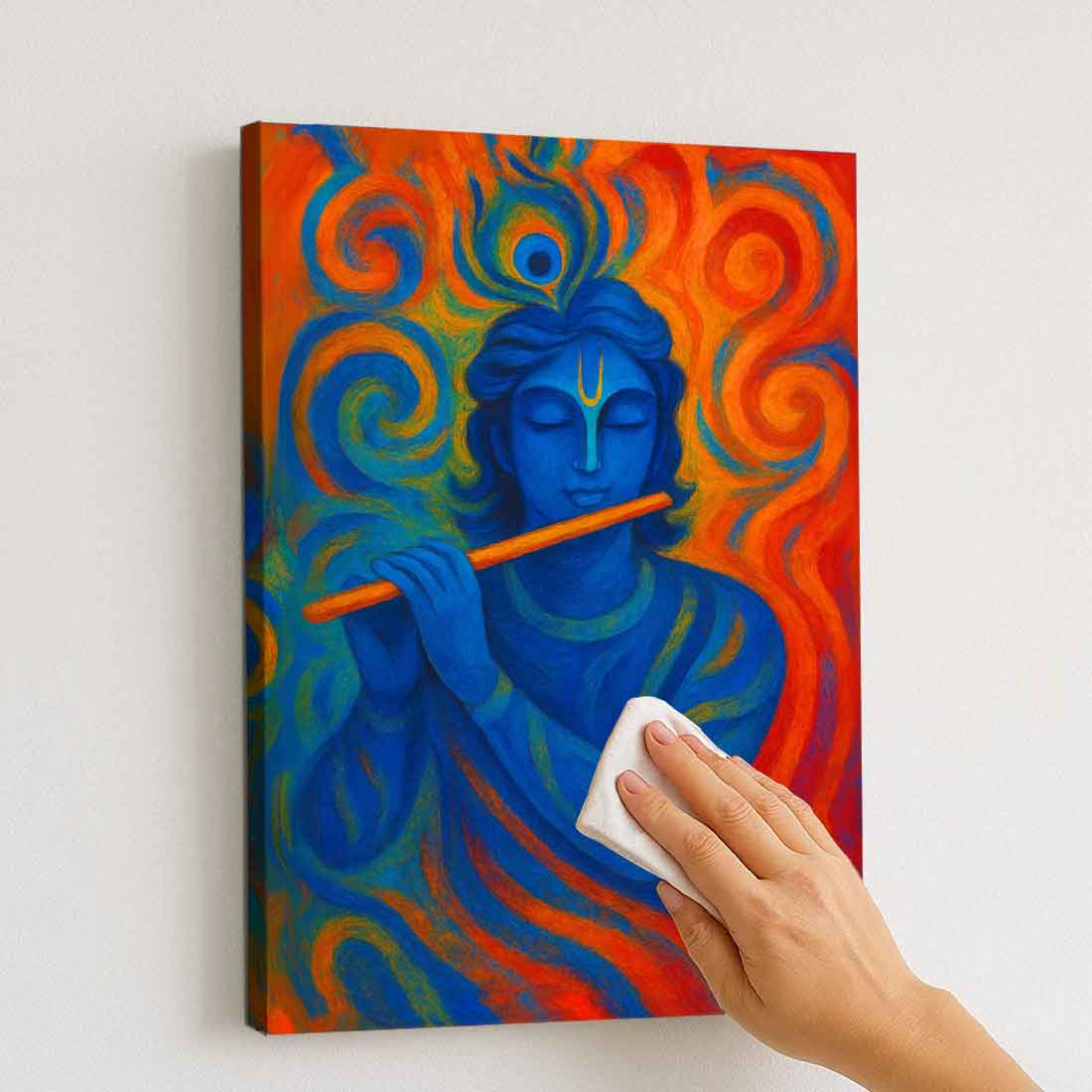 Lord Krishna Frame with LED Light HD Print – Great for Pooja Room or Gift - Image 4