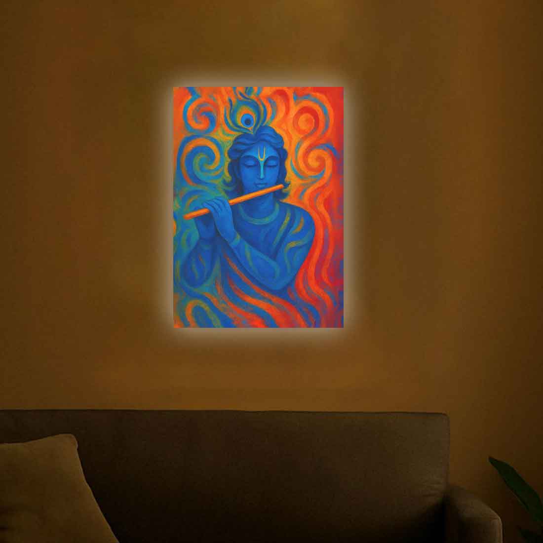 Lord Krishna Frame with LED Light HD Print – Great for Pooja Room or Gift - Image 6
