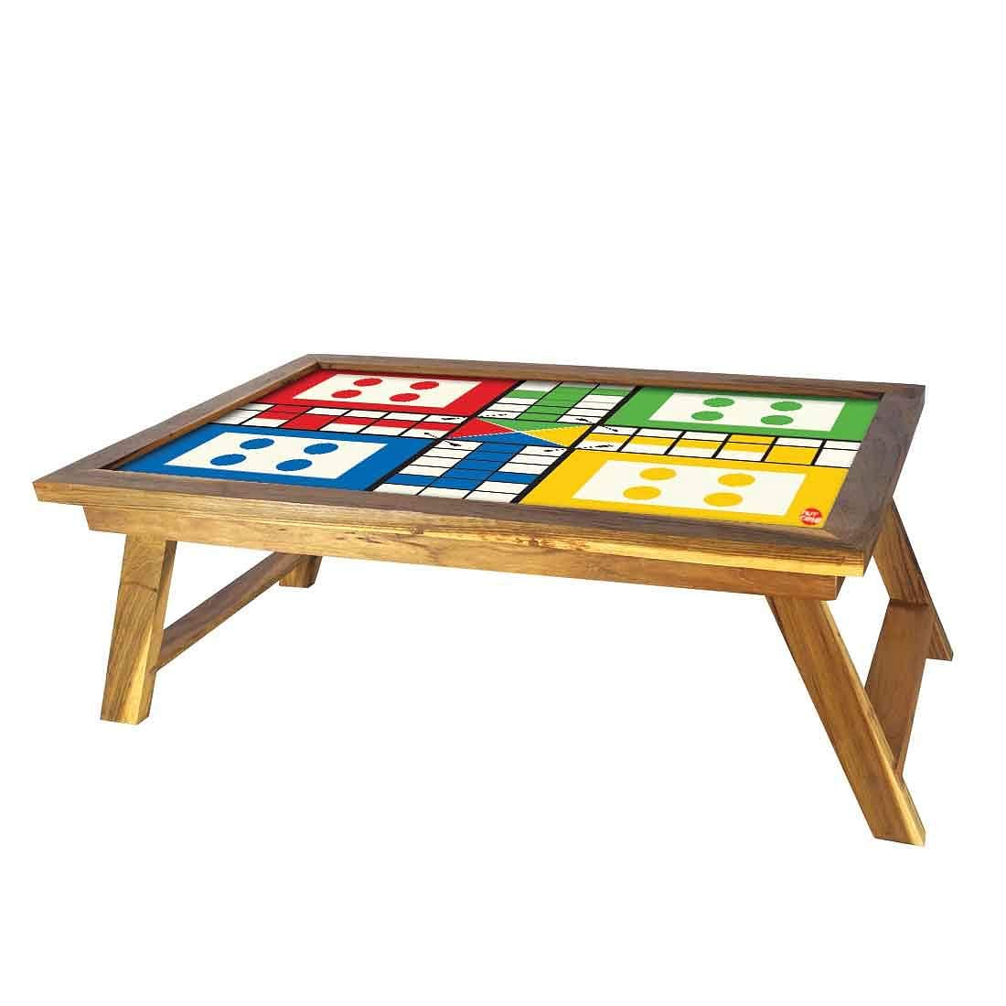 Ludo Study Breakfast Table Lapdesk Bed Tray Tables-Foldable Teak Desk - Image 5
