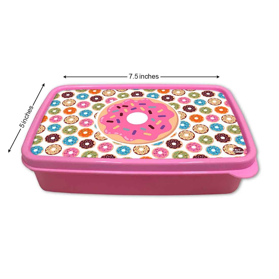 Designer Kids Plastic Lunch Box for Girls With Small Container - Doughnuts - Image 5