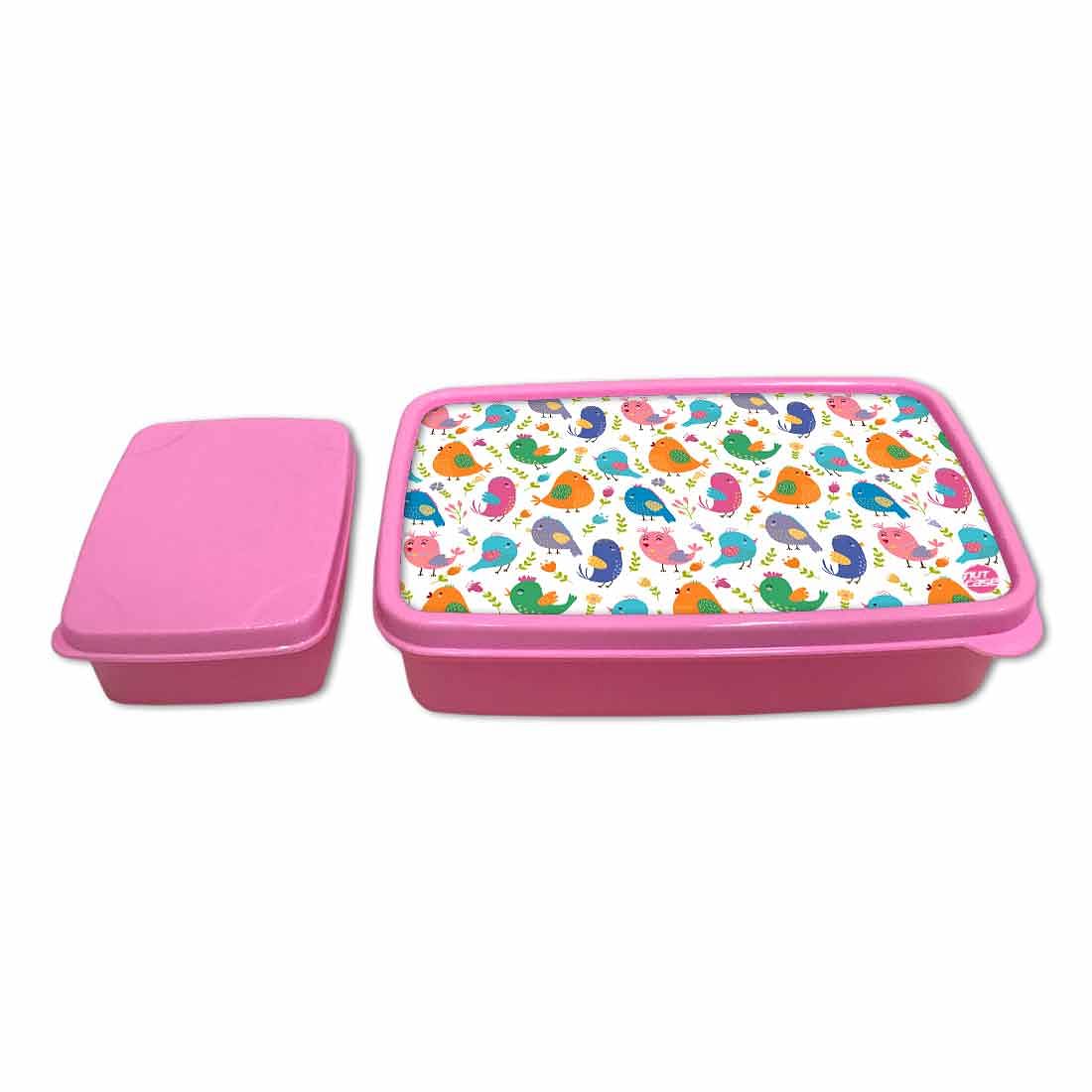 Plastic Tiffin Box for Kids Girls School Snack Containers - Cute Birds - Image 4