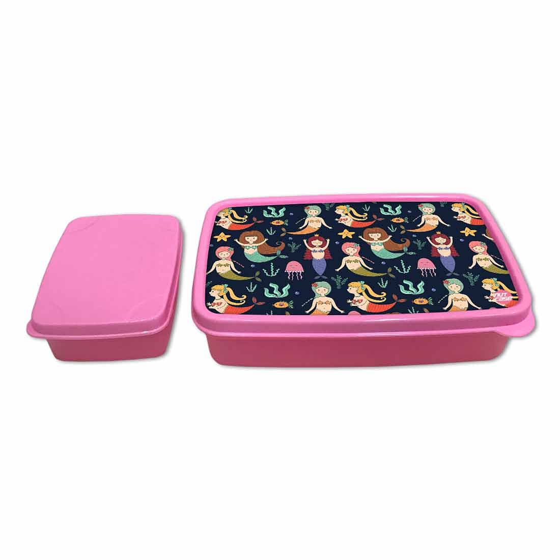 Kids Slim Lunch Box With Small Container for School Girls - Mermaids - Image 4