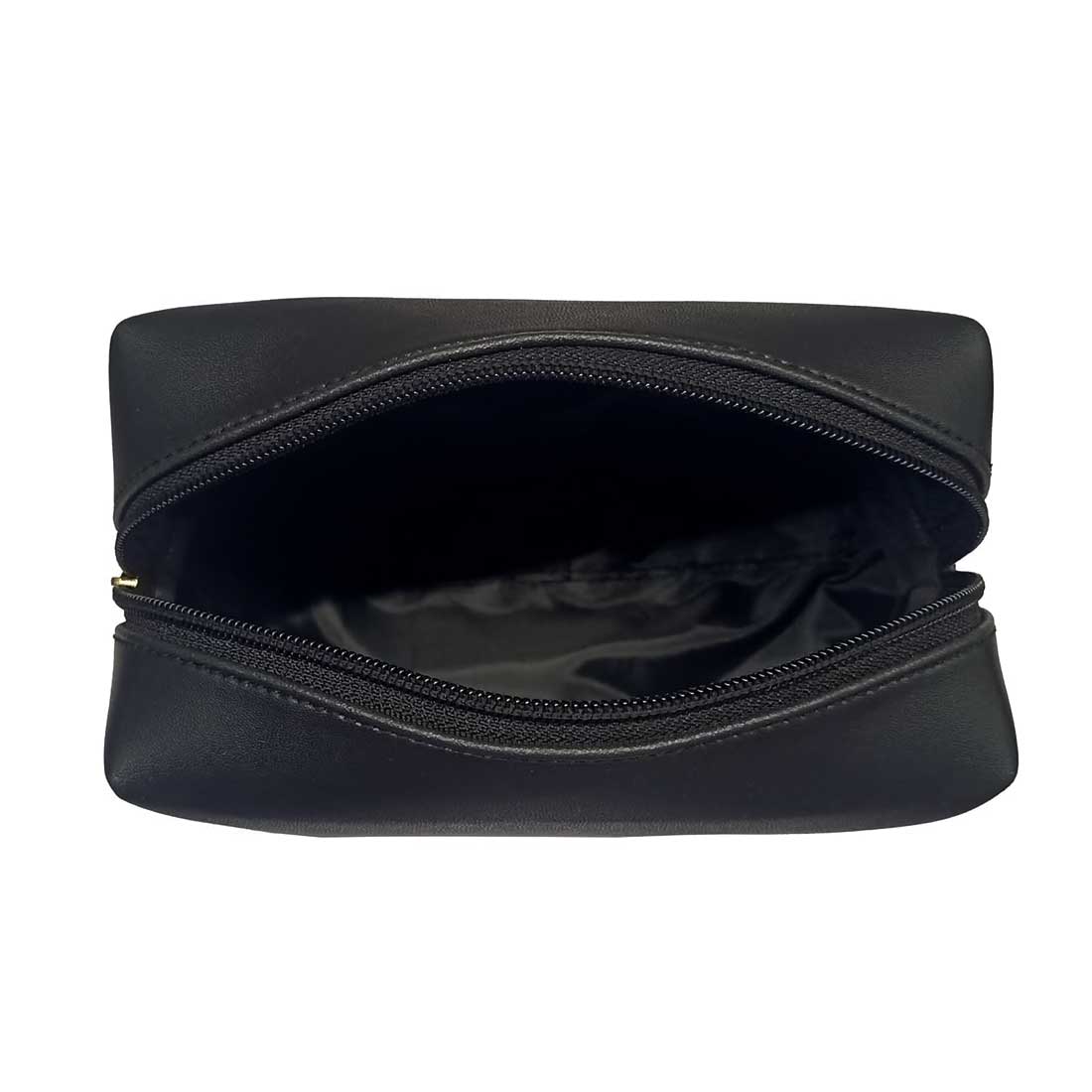 Male Toiletries Bag with Name - Faux Leather Black Travel Pouch - Image 10