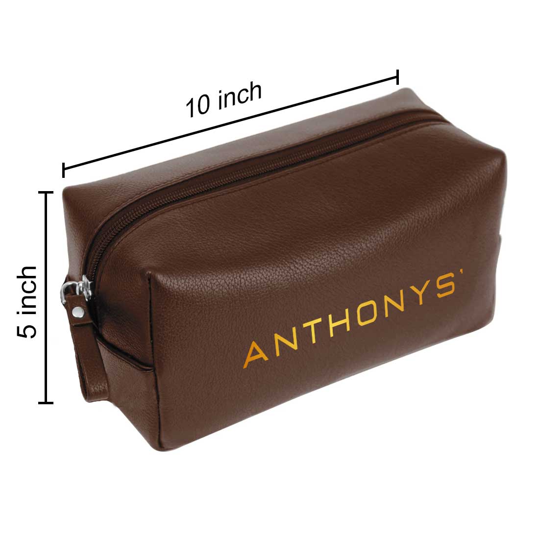 Male Toiletries Bag with Name - Faux Leather Black Travel Pouch - Image 15