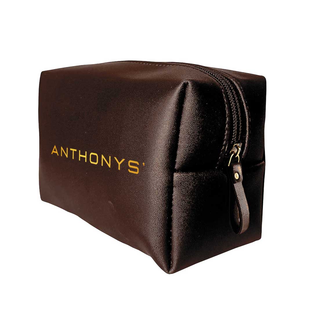 Male Toiletries Bag with Name - Faux Leather Black Travel Pouch - Image 16