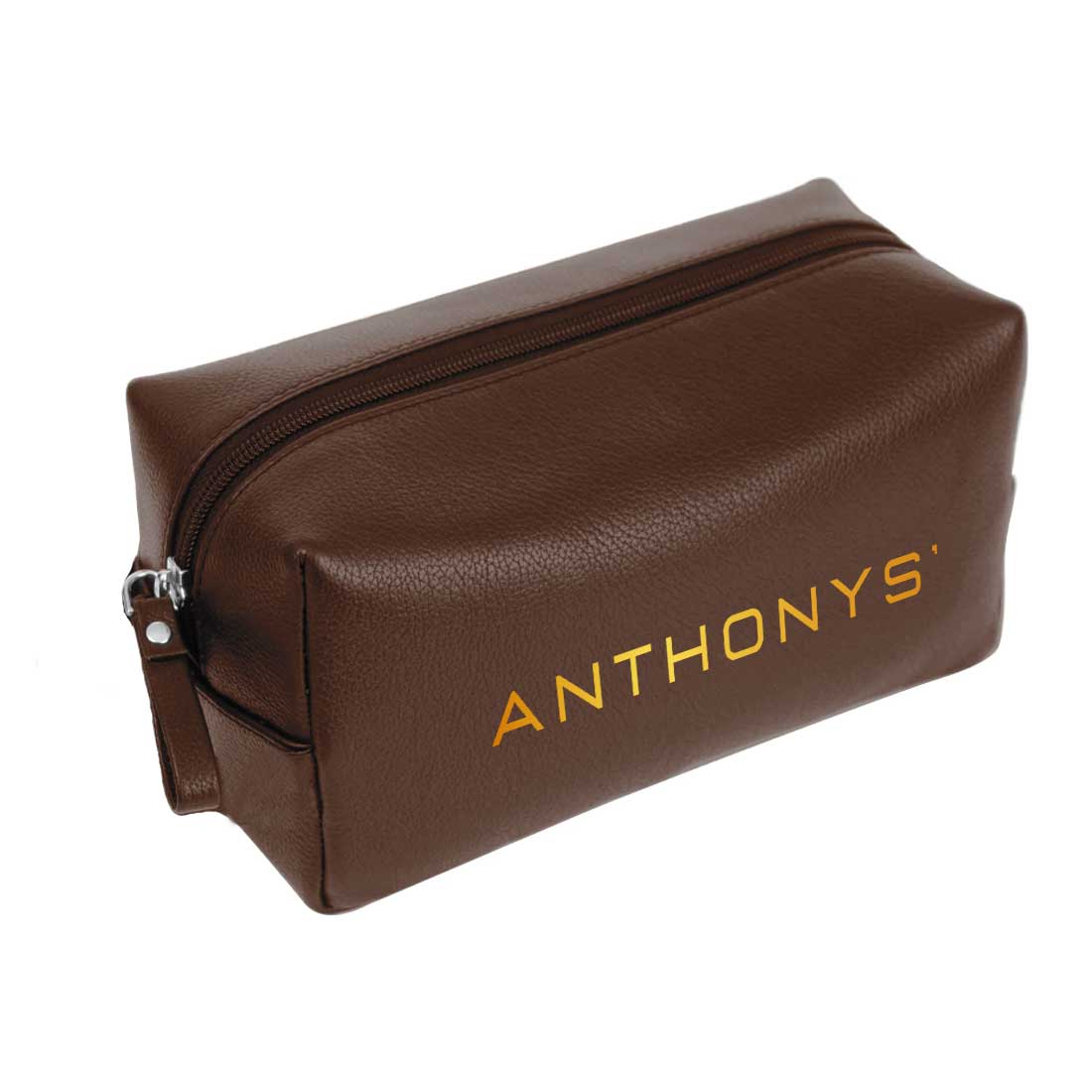 Male Toiletries Bag with Name - Faux Leather Black Travel Pouch - Image 17