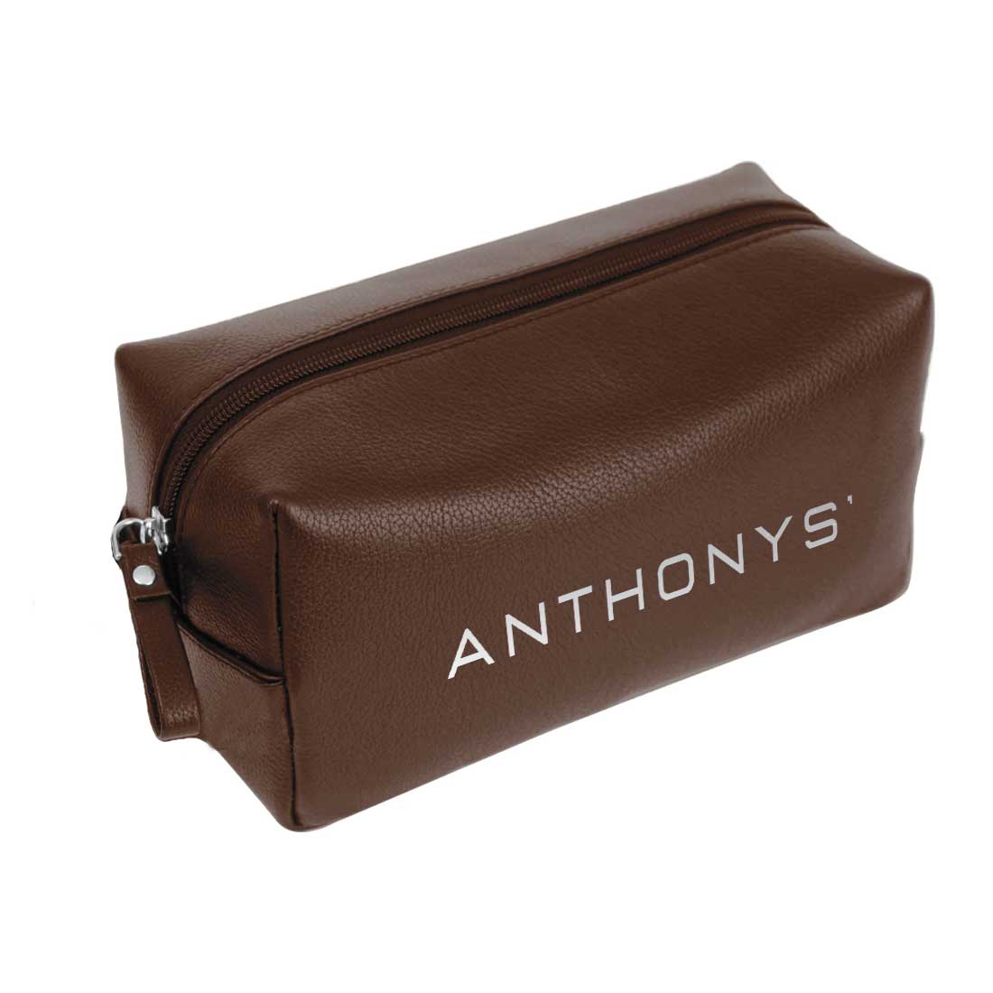 Male Toiletries Bag with Name - Faux Leather Black Travel Pouch - Image 18