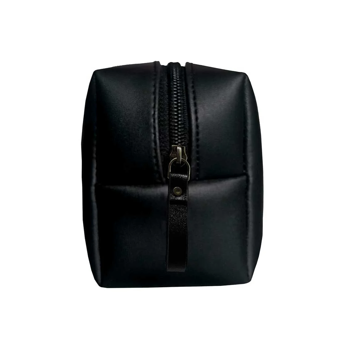 Male Toiletries Bag with Name - Faux Leather Black Travel Pouch - Image 7