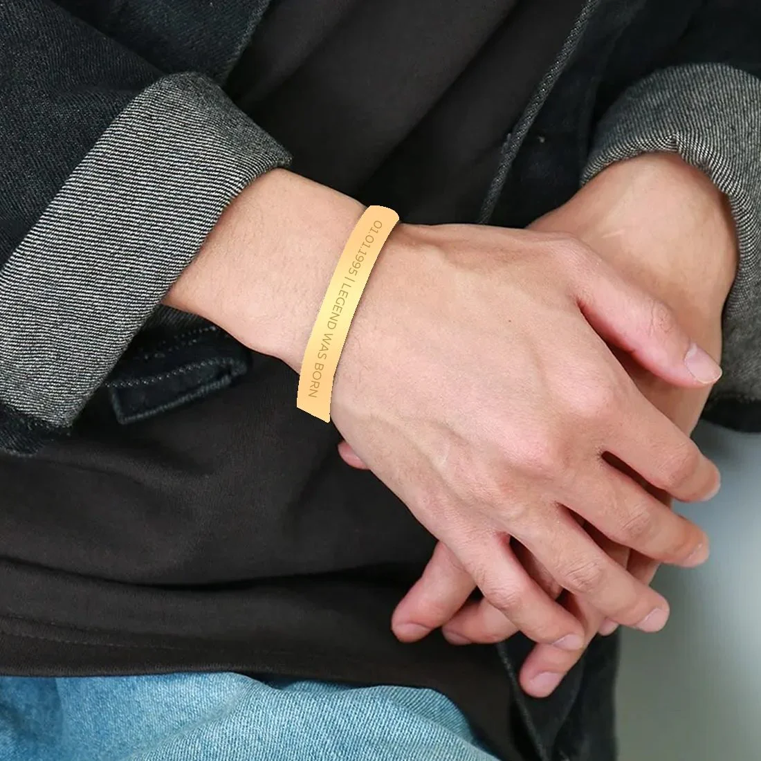 Mens Personalised Bracelet Gifts on Birthdays - Rose Gold Plated/Black Rhodium/Gold Plated - Add Date - Image 12