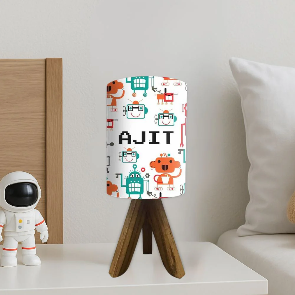 Custom Wooden Lamp Stand-Cute Robot (3W LED Bulb Included) - Image 2