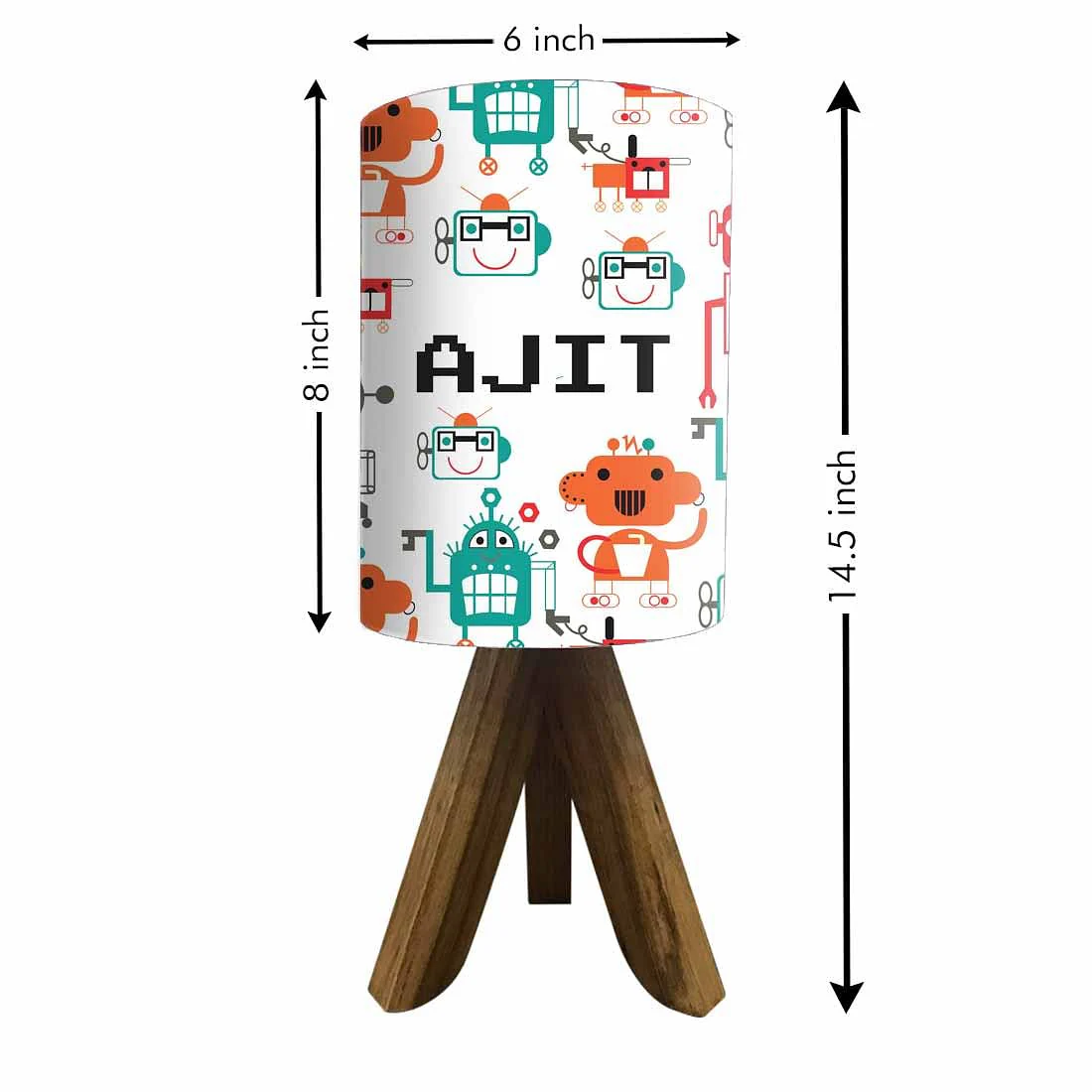 Custom Wooden Lamp Stand-Cute Robot (3W LED Bulb Included) - Image 5
