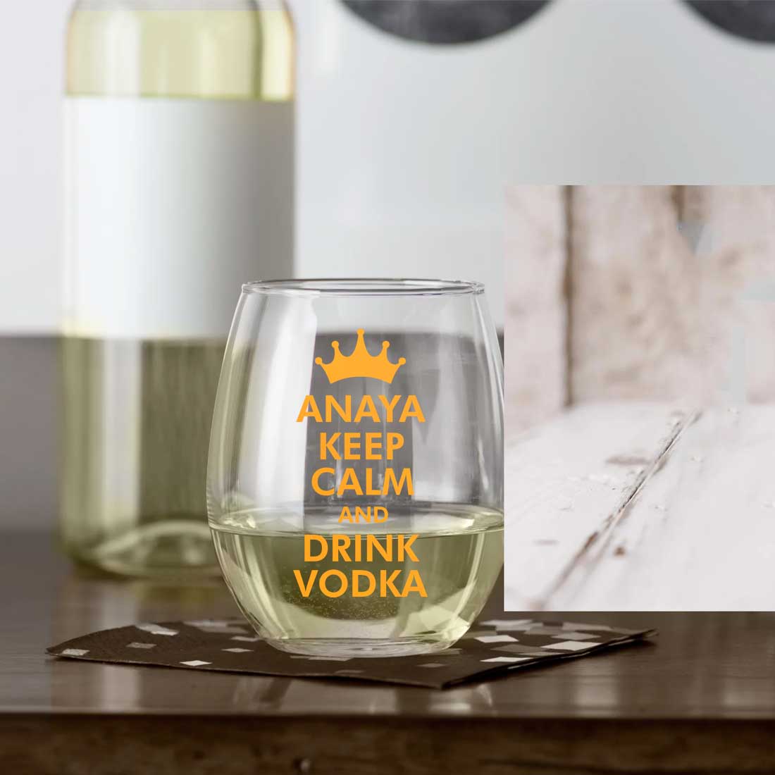 Personalized Modern Drinking Glasses Custom Stemless Vodka Glass With Name - Keep Calm - Image 5