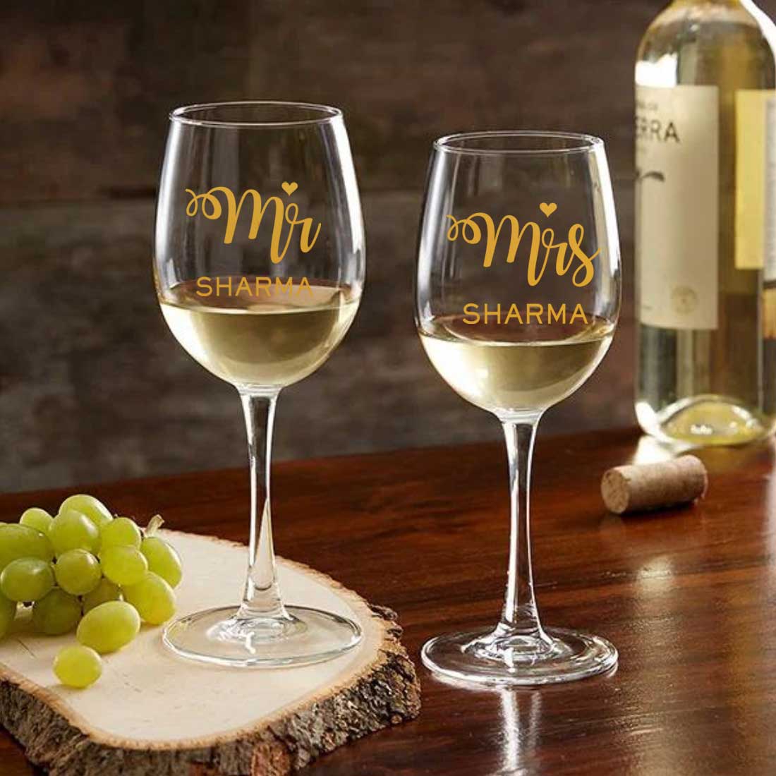 Wine Glass Set of 2 Gift Box - Mr & Mrs Wine Glasses in Black & Pink Box - Image 8