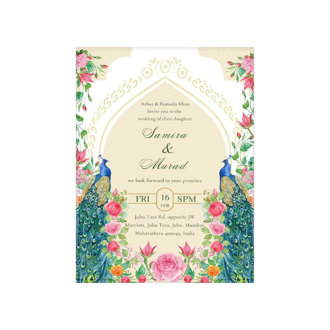 Muslim Wedding Cards - Islamic Wedding Invitation Card-6x9 inches (Acrylic or Satin on Paper Board)(25 pcs) - Image 3
