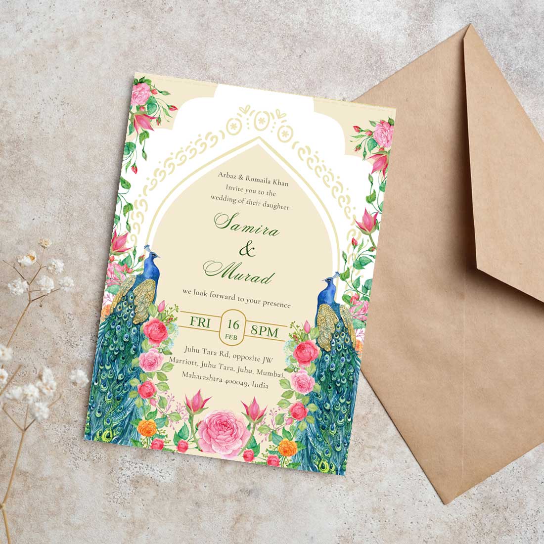 Muslim Wedding Cards - Islamic Wedding Invitation Card-6x9 inches (Acrylic or Satin on Paper Board)(25 pcs) - Image 4
