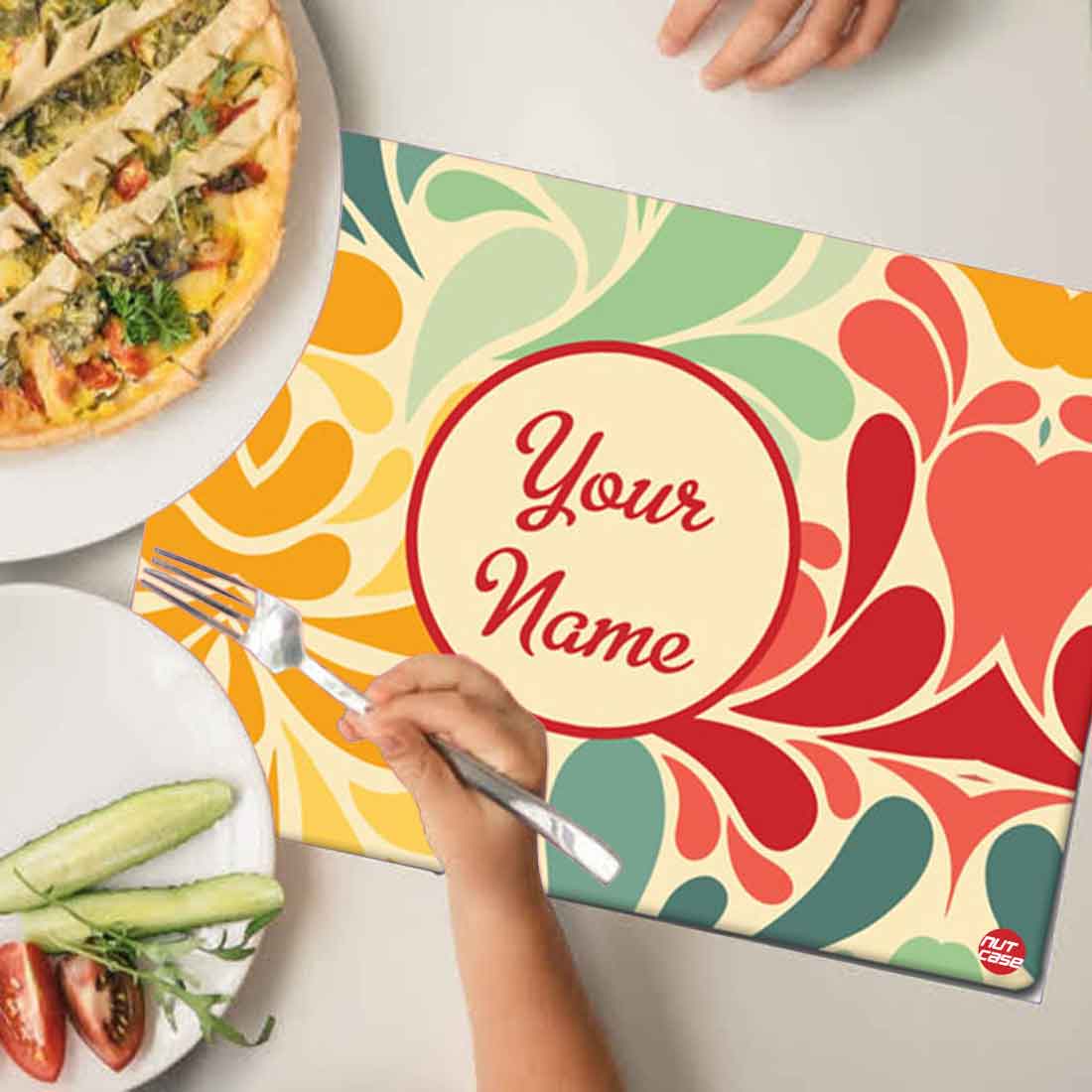 Personalized Placemats for Dining Table Add Your Name - Retro Flower - Image 4