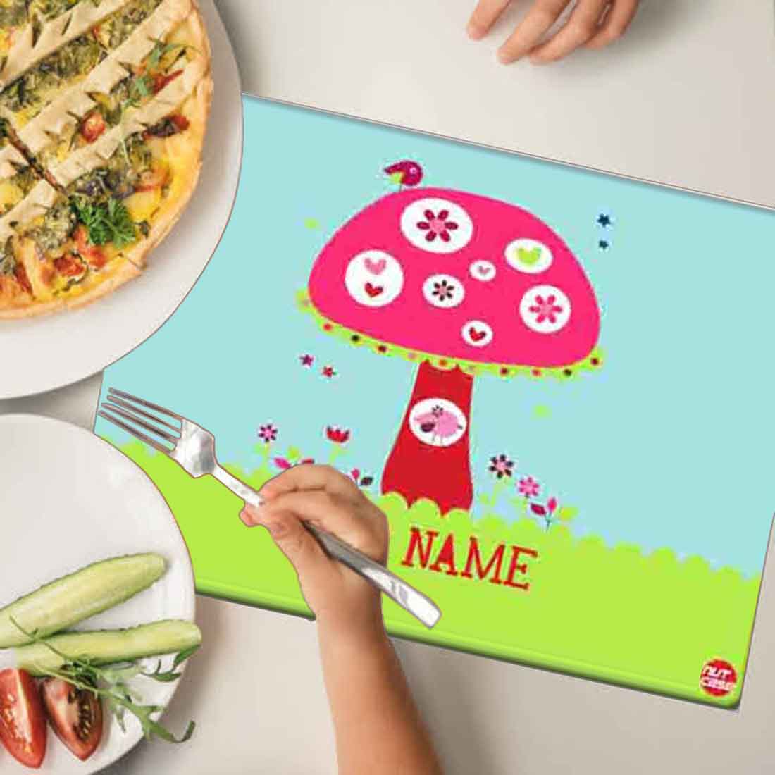 Personalized Fabric Table Mats For Kids - Cute Mushroom - Image 3