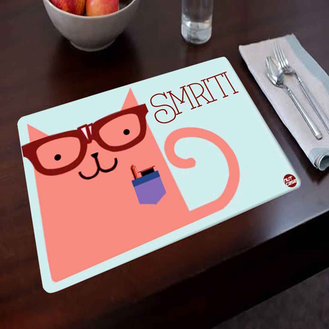 Personalized Fabric Table Mats For Kids - Office Cat