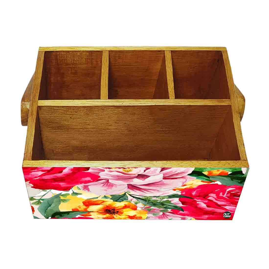 Kitchen Cutlery Holder for Dining Table Organizer Spoons - Red Rose - Image 4