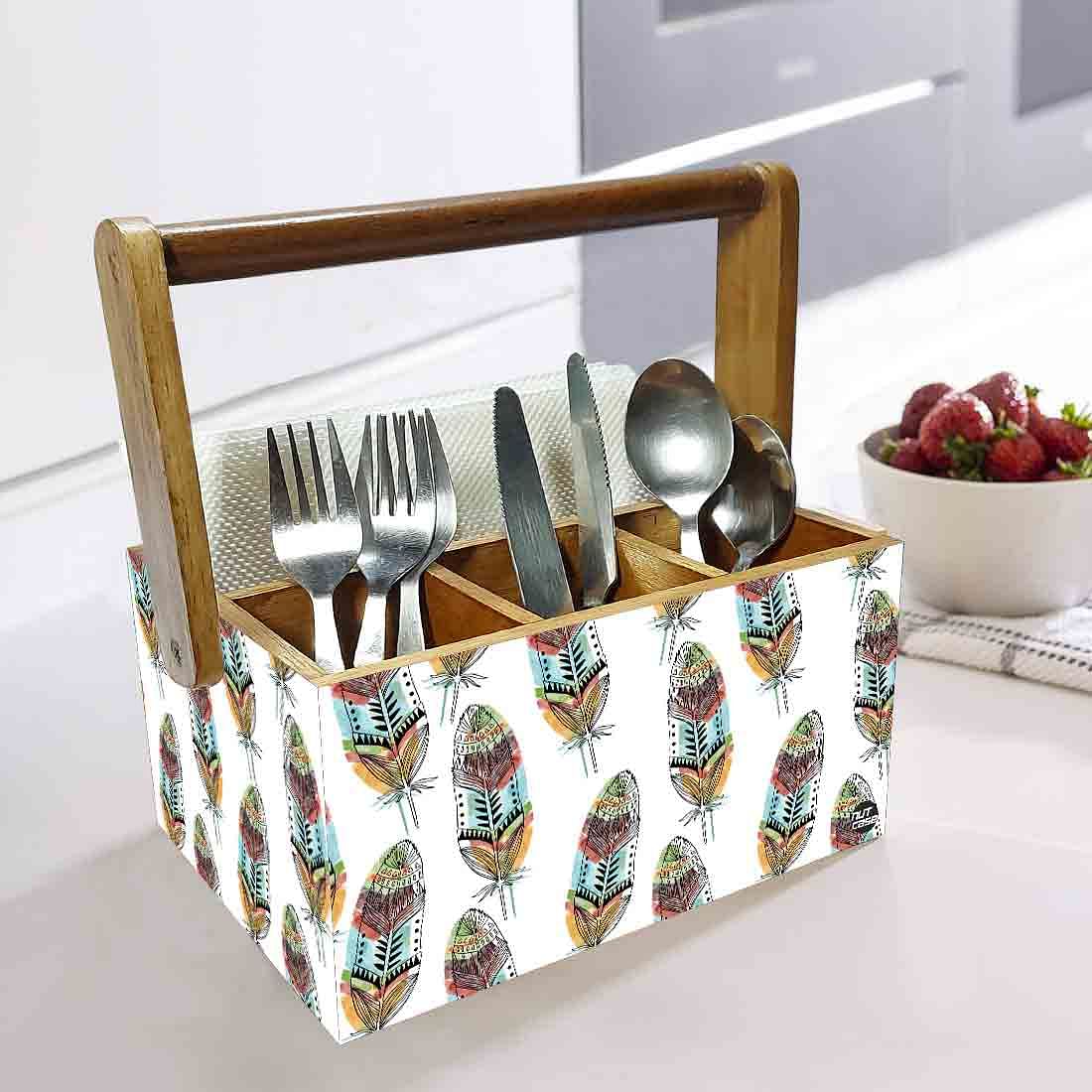 Condiment Rack for kitchen Cutlery Holder With Handle - Feathers - Image 2