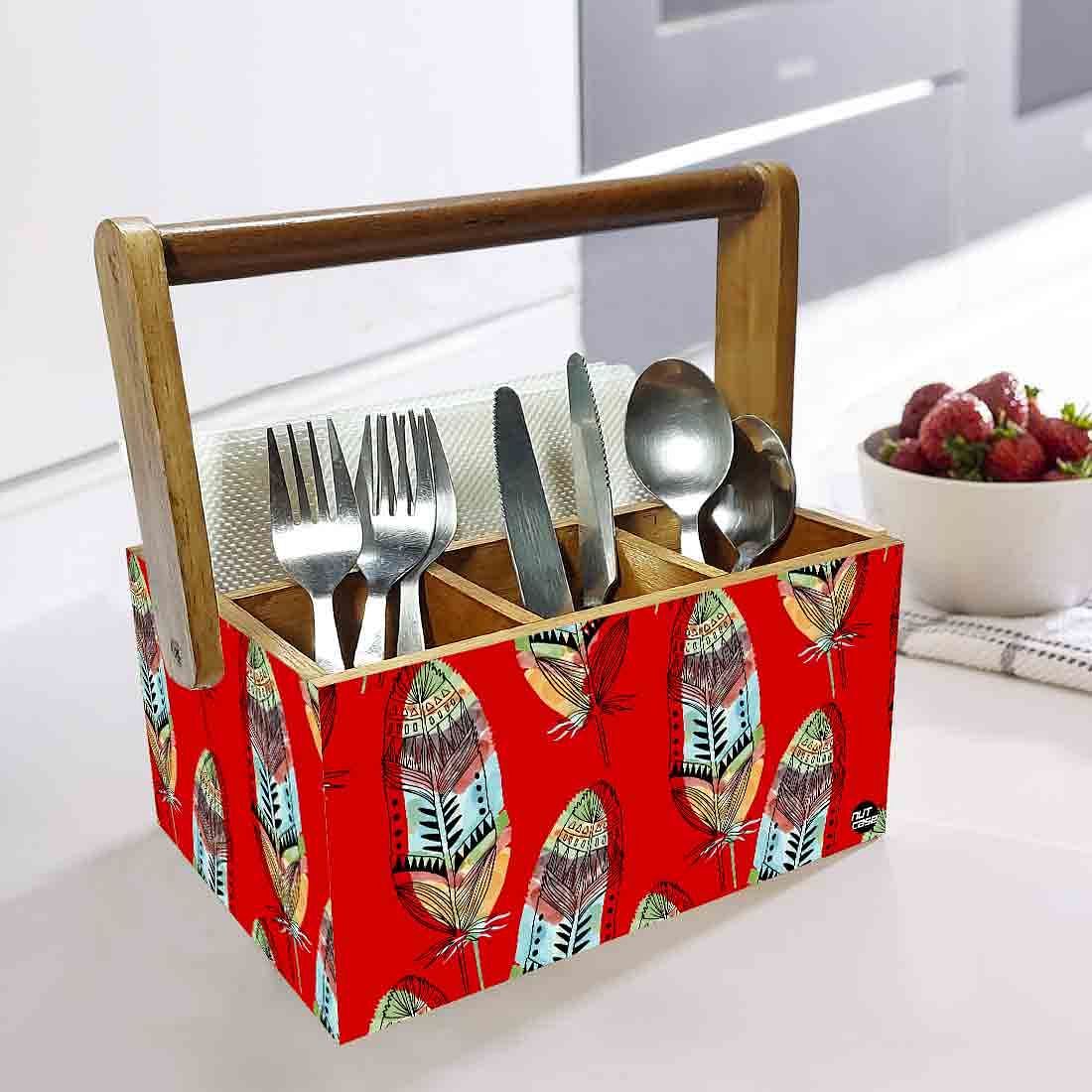 Silverware Cutlery Stand Holder for Spoons Tissue & Knives - Feathers - Image 2