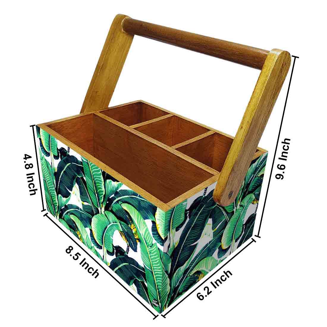 Cutlery Stand for Dining Table Tissue Knives & Spoons Organizer - Banana Leaves - Image 3