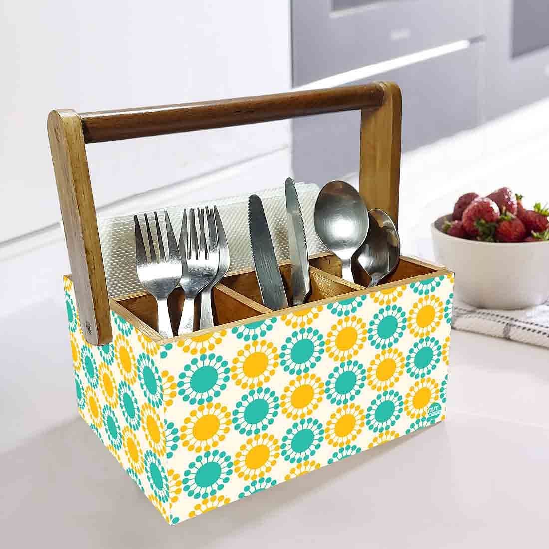 Cutlery Tissue Holder for Table With Handle Kitchen Organizer - Floral - Image 2