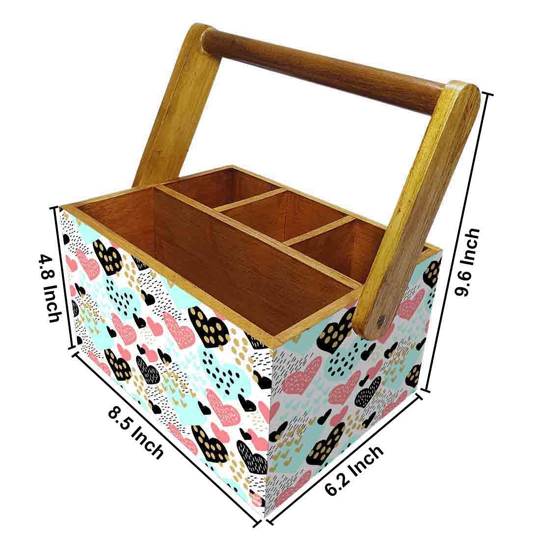 Cutlery Holder Big Size With Handle Tissue Napkin Spoon Rack - Hearts - Image 3