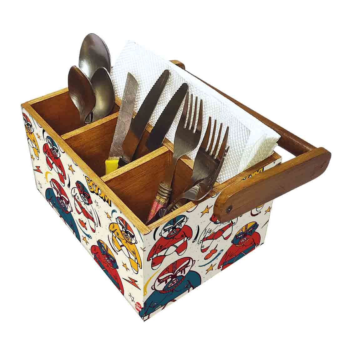 Wooden Cutlery Rack for Dining Table With Handle Napkin Stand -  Boom - Image 6
