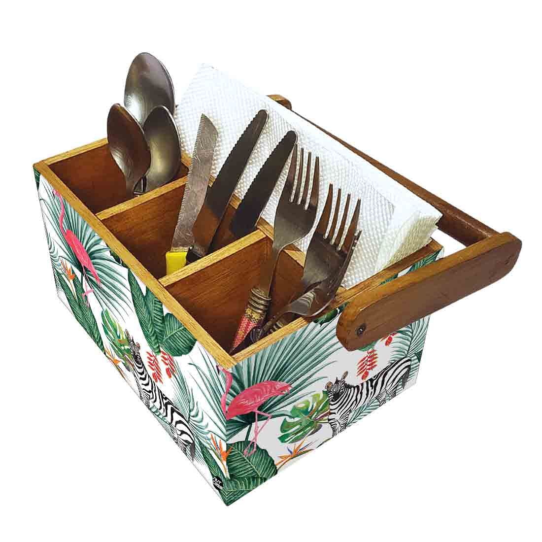 Cutlery Holder Stand With Handle for Kitchen Spoons Organizer - Zebra - Image 6