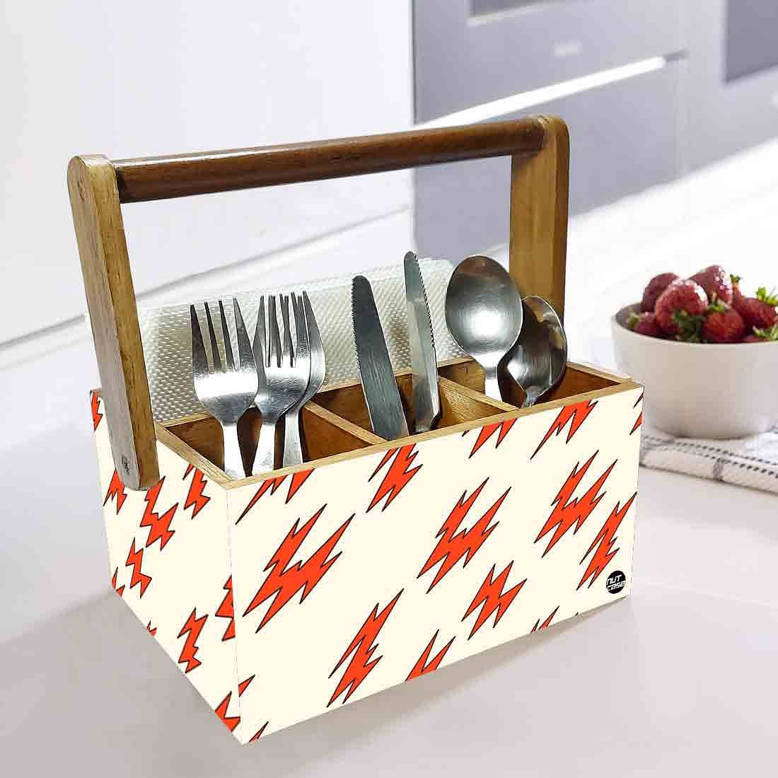 Spoon Stand for Dining Table Forks Knives Tissue Organizer - Red Flash - Image 2