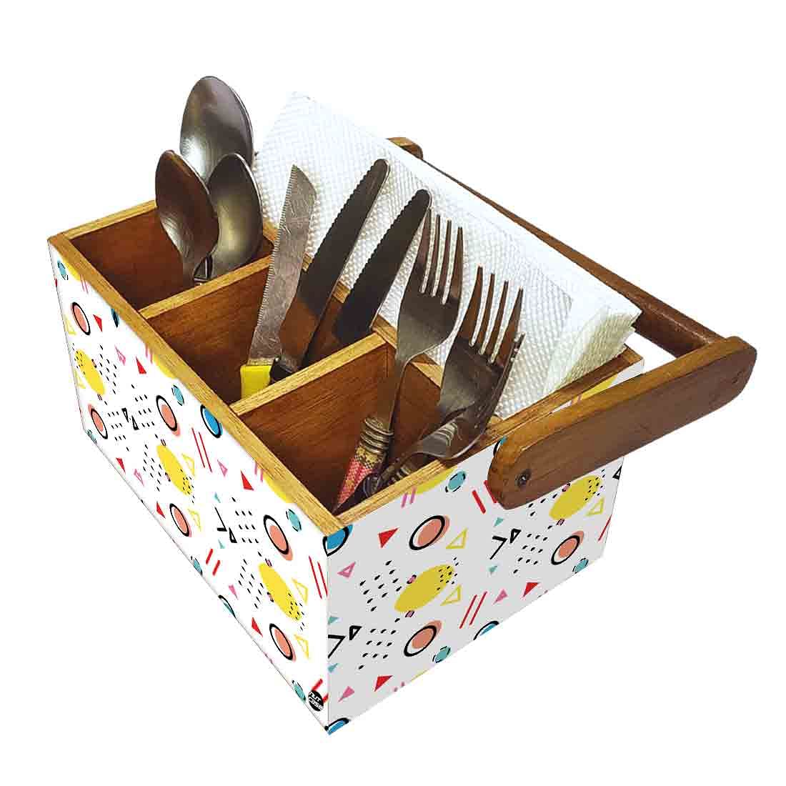 Cutlery Holder With Handle for Table Spoon Organizer Stand - Geometrical Circles - Image 6