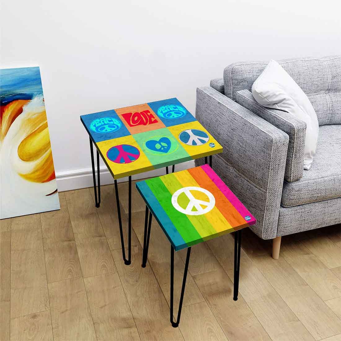 Modern Nest of 2 Side Table for Bedroom Balcony Decor - Peace Art - Image 2