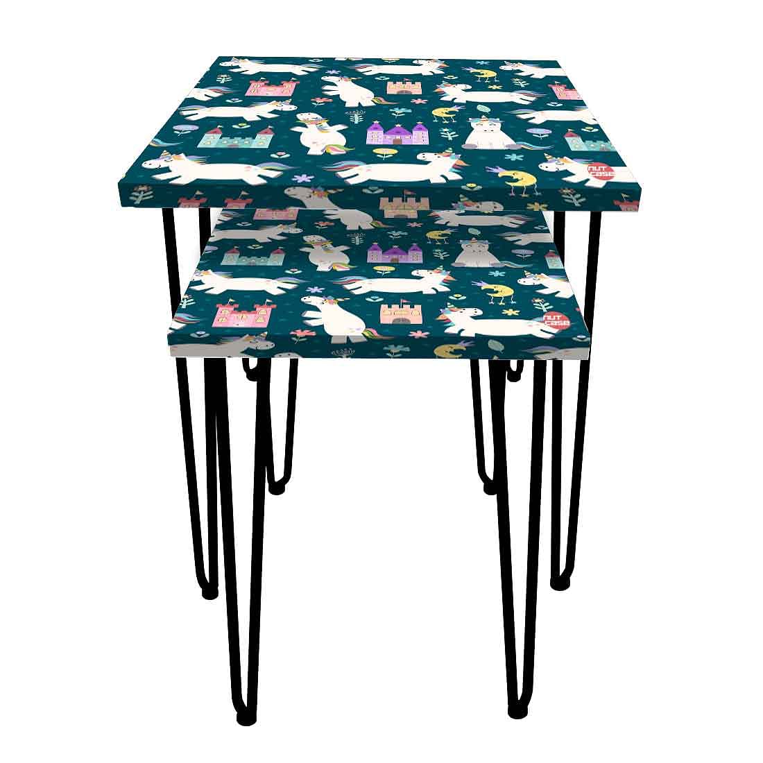 Modern Nest of Tables Set of 2 Nesting Table for Living Room - Unicorns - Image 4