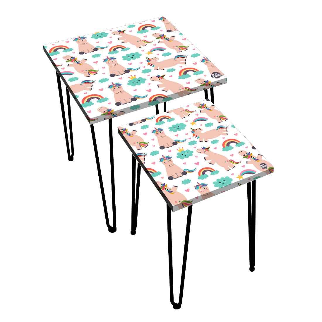 Designer Nest of Tables Side Table for Living Room Balcony - Unicorns Cloud - Image 3