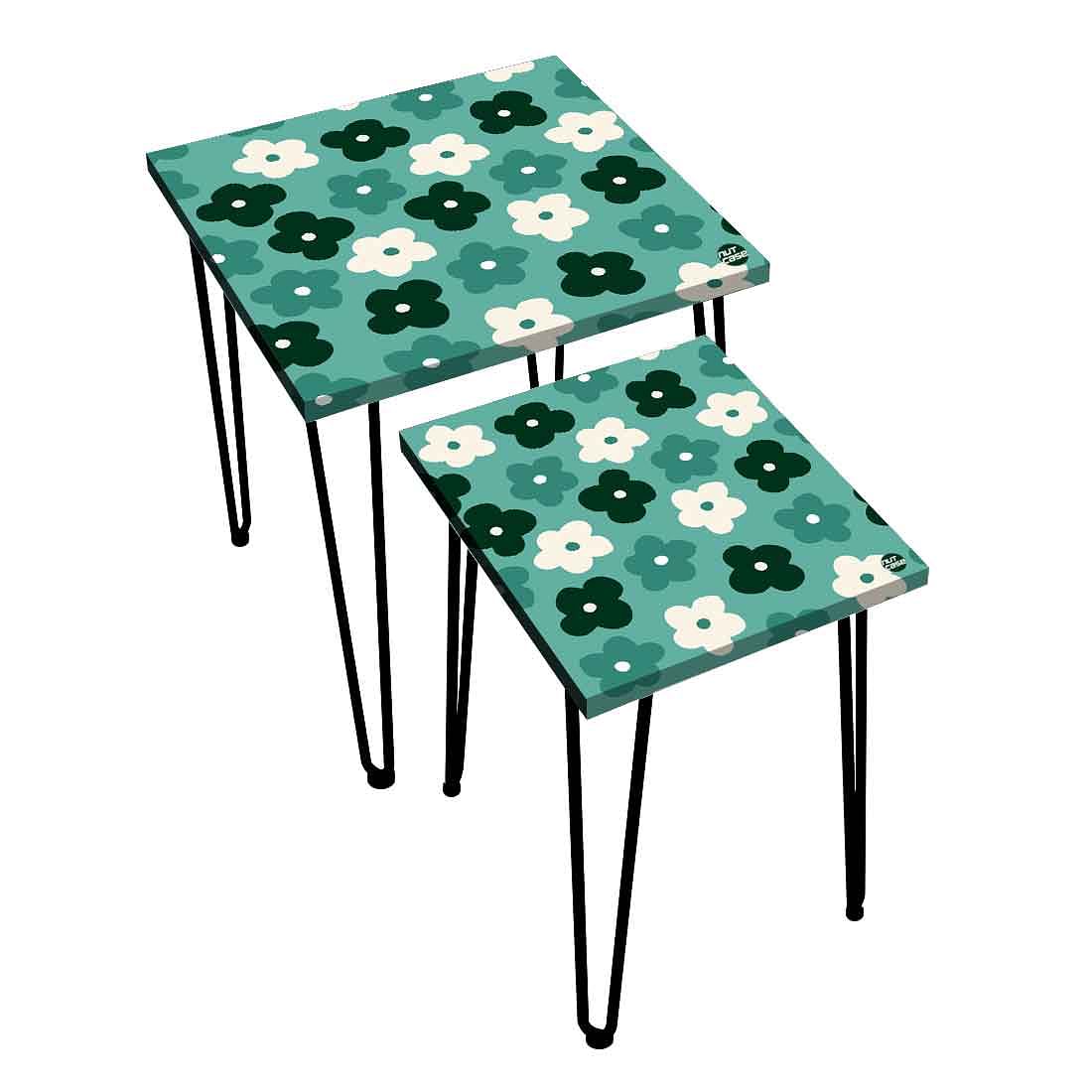 Nesting Tea End Tables Modern Decor Side Table for Home & Office - Flower