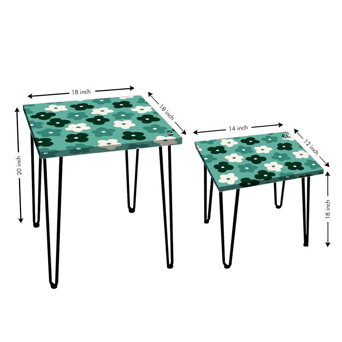 Nesting Tea End Tables Modern Decor Side Table for Home & Office - Flower - Image 3