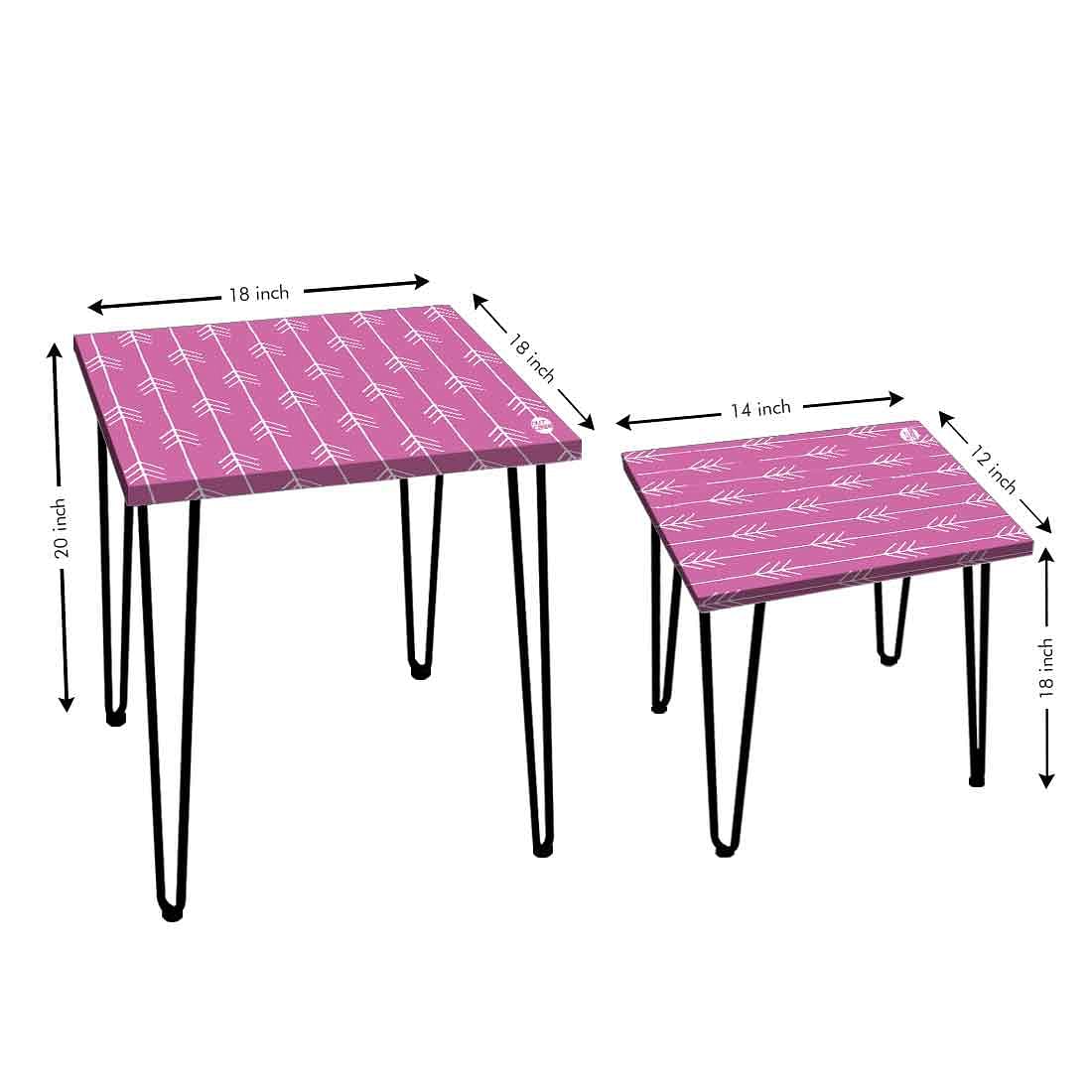 Multi-purpose Set Of 2 Metal Nest of Tables for Home and Outdoor - Purple Arrow End - Image 3