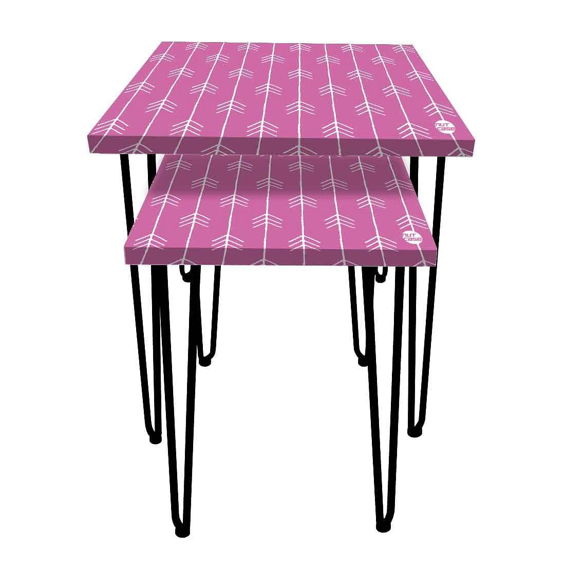 Multi-purpose Set Of 2 Metal Nest of Tables for Home and Outdoor - Purple Arrow End - Image 4