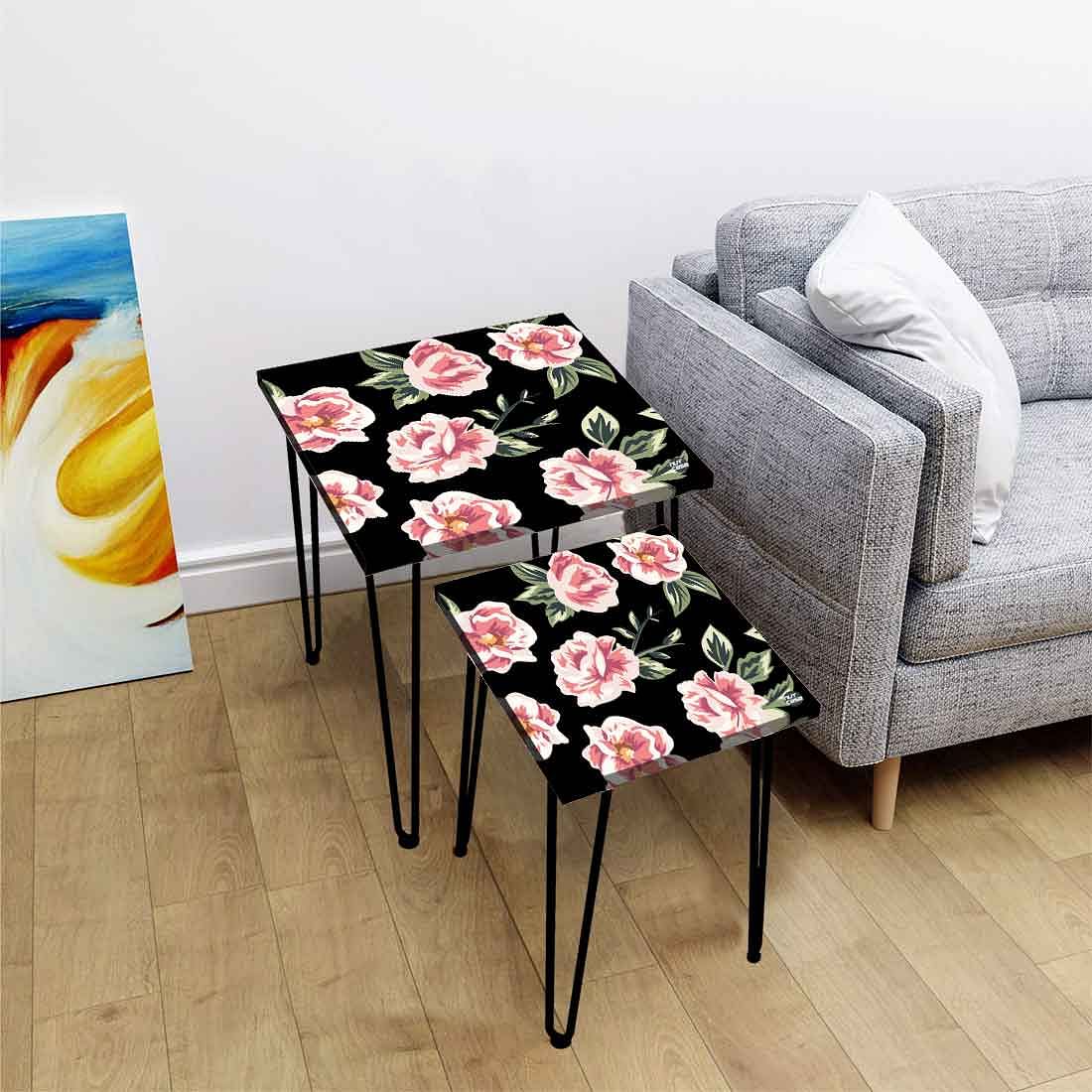 Nesting Coffee Tables for Living Room set of 2 -   Pink Rose