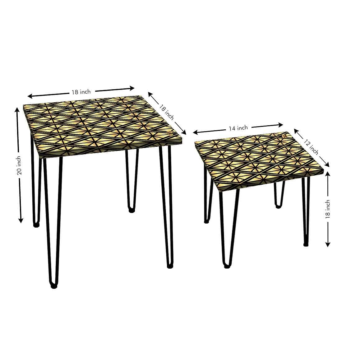 Nesting Tables Set Of 2 , Nest Of Tables For Living Room - Geometric Diamond - Image 3