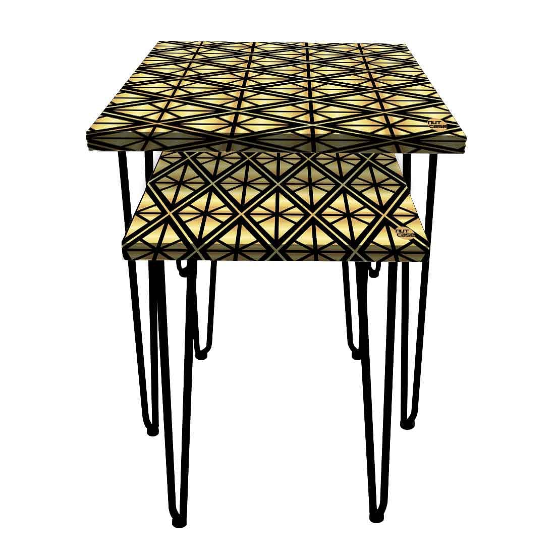 Nesting Tables Set Of 2 , Nest Of Tables For Living Room - Geometric Diamond - Image 4