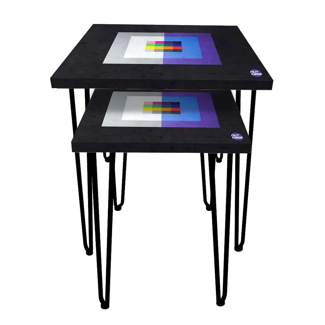 Small & Large Nest Two Tables Living Room Nesting Table- Blue Box - Image 4