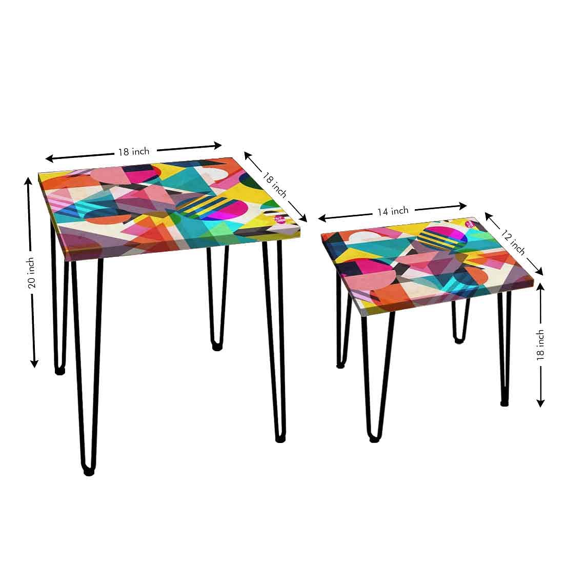 Square Nesting Tables 2 for Living Room & Balcony - Geometric Pattern - Image 3