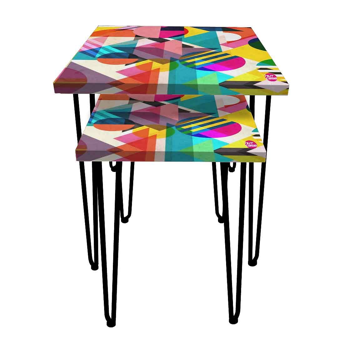 Square Nesting Tables 2 for Living Room & Balcony - Geometric Pattern - Image 4