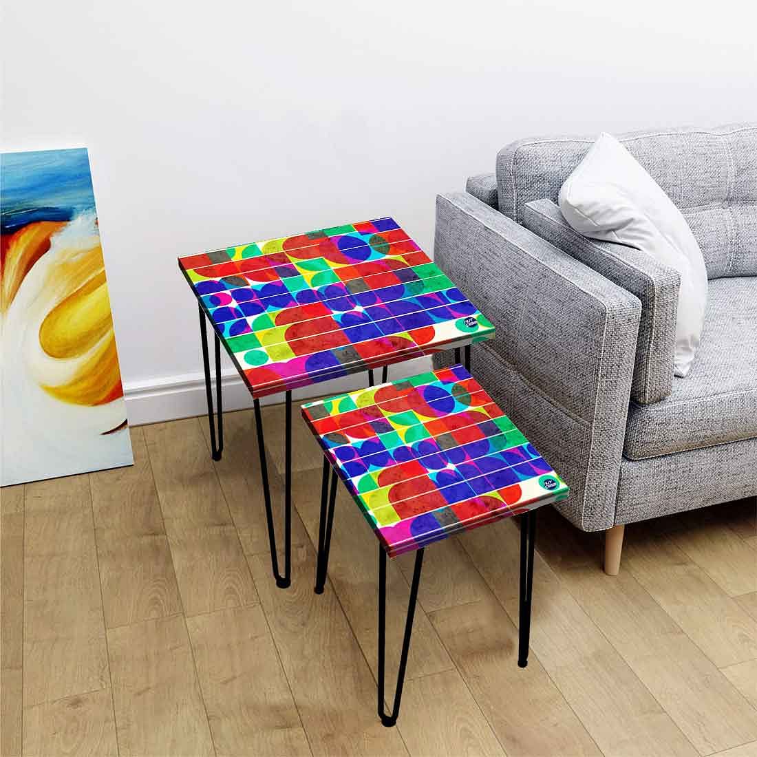Nesting Table Set of 2 for Living Room Stacking Tables - Beautiful Pattern - Image 2