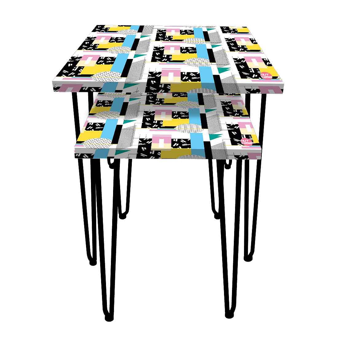 Modern 2 Nesting Coffee Table for Living Room Decor - Box Pattern - Image 4