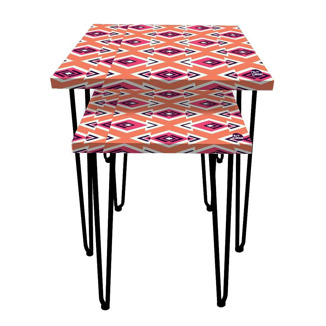 Square Nest of 2 Side Tables for Living Room Balcony Decor - Pink Diamond - Image 4